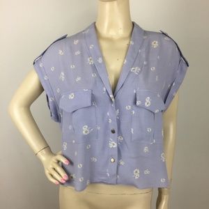 L’Academie The Safari Crop Blouse In Daisy Medium